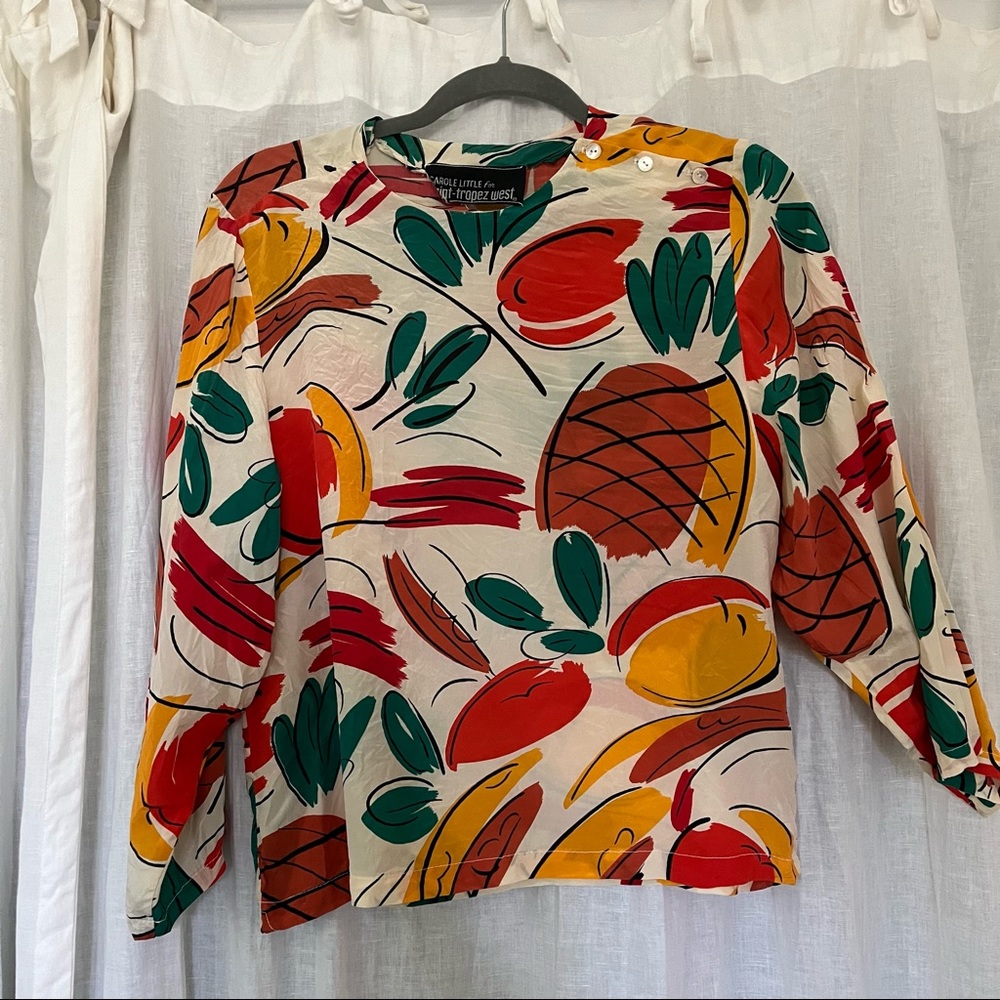 Vintage silk pineapple printed blouse